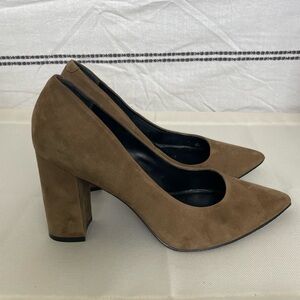 Marc Fisher Tan Suede Block Heel Pumps